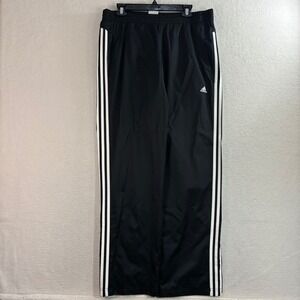 Y2K Adidas Track Pants Men L Black Baggy Loose Sweatpants Climaproof Ankle Zip